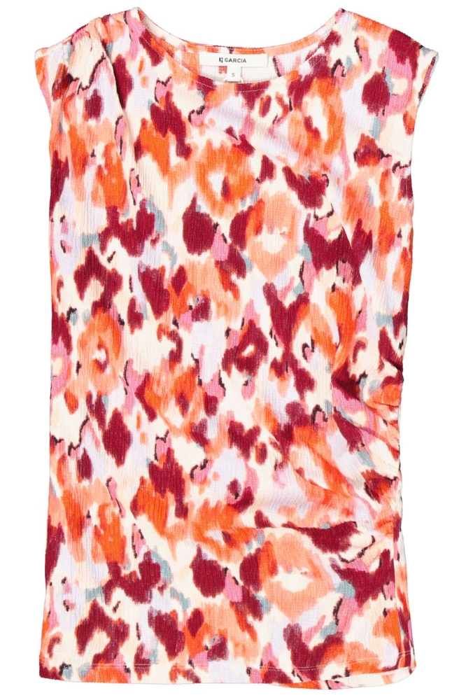 TOP MET PRINT C50220 1345 tangerine red